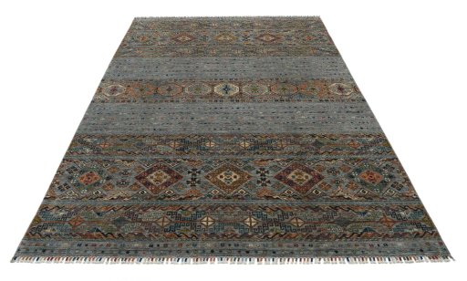 Surface texture of New Samarkand rug with natural Wool and intricate pattern