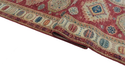 Close-up detail of New Kazak rug from Pakistan showing Wool weave