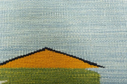 Backside of handmade New Kilim Dastan rug showing knot structure and weave density