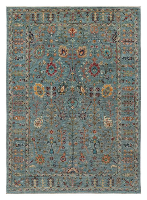 Full view of New Farahan rug from Pakistan, 210 × 153 cm in Blue tones