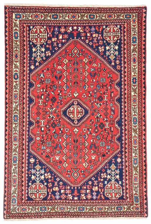 Full view of New Abadeh rug from Iran / Persia, 151 × 102 cm in Red tones