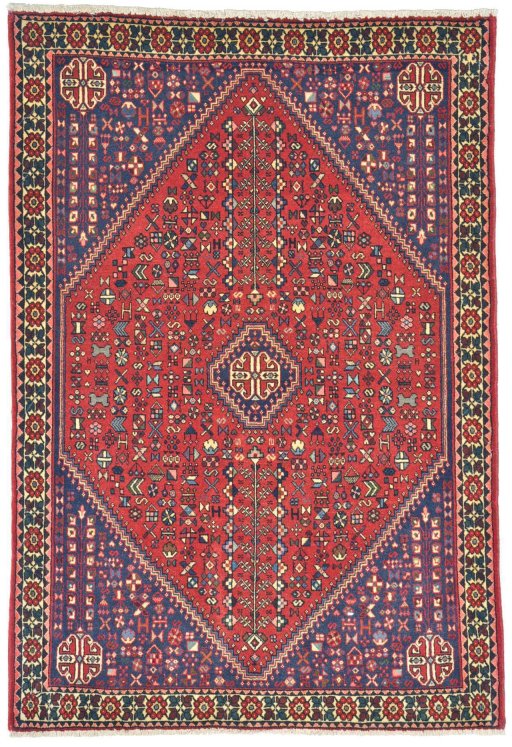 Full view of New Abadeh rug from Iran / Persia, 153 × 105 cm in Red tones