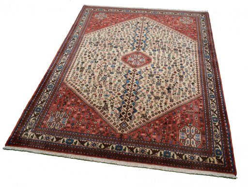 Close-up detail of 2000s Abadeh rug from Iran / Persia showing Wool weave