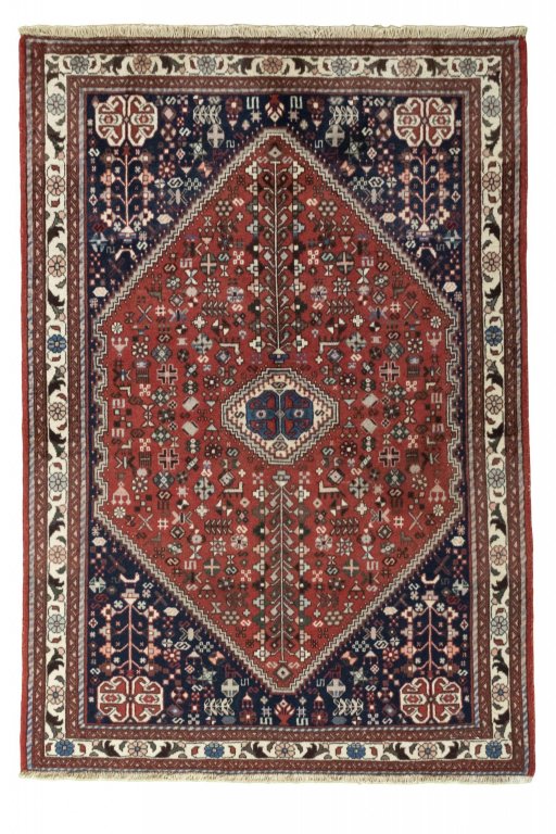Full view of New Abadeh rug from Iran / Persia, 152 × 106 cm in Red tones