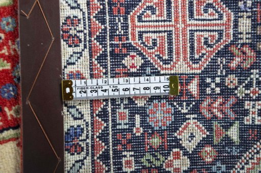 Close-up detail of 2000s Abadeh rug from Iran / Persia showing Wool weave