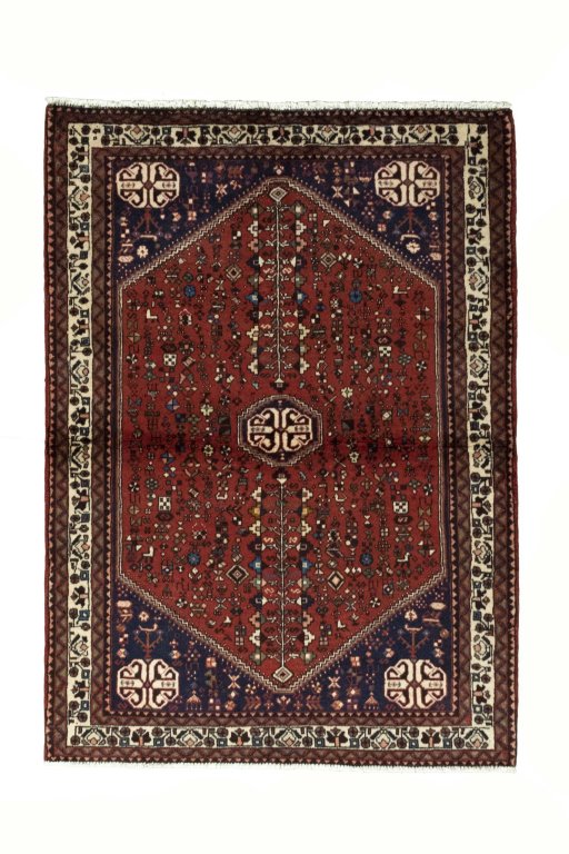 Full view of 2000s Abadeh rug from Iran / Persia, 150 × 108 cm in Red tones