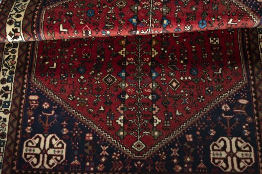 Full view of 2000s Abadeh rug from Iran / Persia, 150 × 108 cm in Red tones