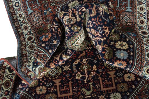 Close-up detail of New Abadeh rug from Iran / Persia showing Wool weave
