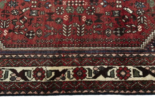 Full view of 2000s Abadeh rug from Iran / Persia, 149 × 100 cm in Red tones
