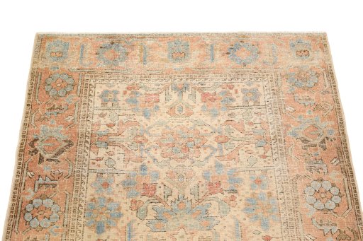 Surface texture of 1920s Afshar rug with natural Wool and intricate pattern