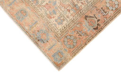 Backside of handmade 1920s Afshar rug showing knot structure and weave density