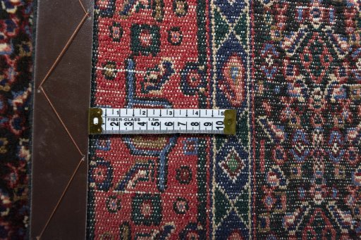 Close-up detail of 1970s Afshar rug from Iran / Persia showing Wool weave