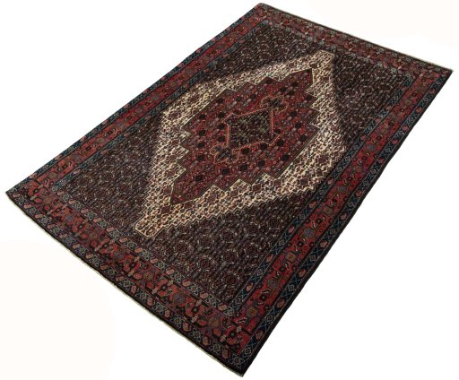 Corner detail of 1970s Afshar rug showing border pattern and Wool pile