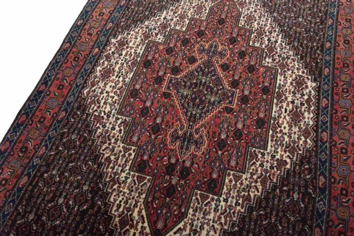 Backside of handmade 1970s Afshar rug showing knot structure and weave density