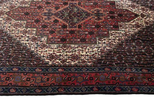 Close-up detail of 1970s Afshar rug from Iran / Persia showing Wool weave