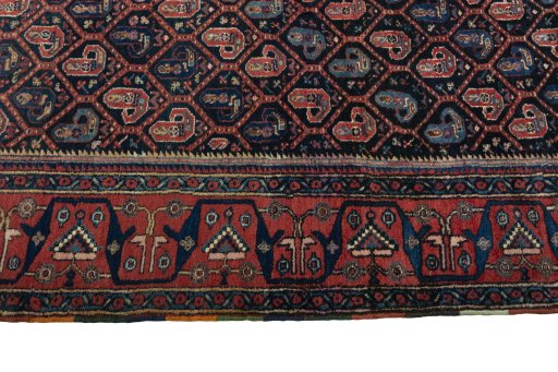 Close-up detail of 1930s Afshar rug from Iran / Persia showing Wool weave