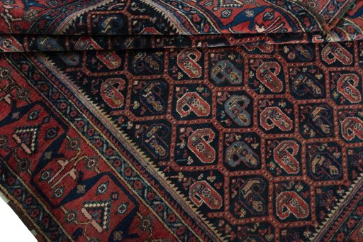 Full view of 1930s Afshar rug from Iran / Persia, 188 × 150 cm in Blue tones