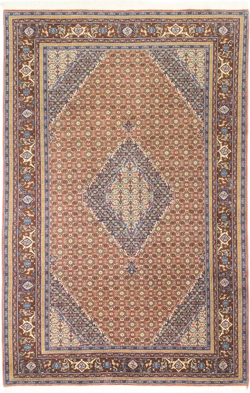 Full view of 1990s Ardebil rug from Iran / Persia, 289 × 188 cm in Brown tones