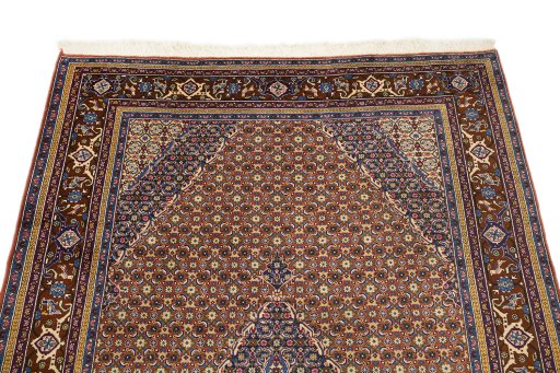 Surface texture of 1990s Ardebil rug with natural Wool and intricate pattern