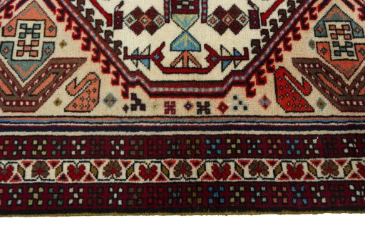 Close-up detail of 2000s Ardebil rug from Iran / Persia showing Wool weave