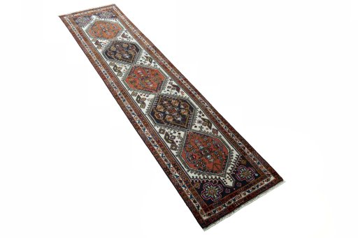 Close-up detail of 2000s Ardebil rug from Iran / Persia showing Wool weave