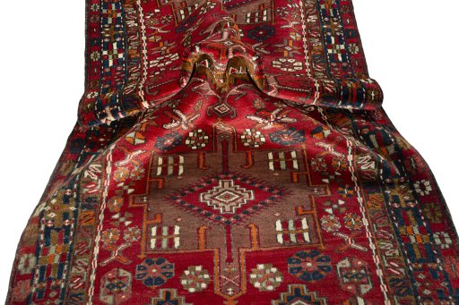 Corner detail of 1950s Ardebil rug showing border pattern and Wool pile