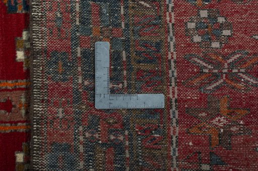 Close-up detail of 1950s Ardebil rug from Iran / Persia showing Wool weave