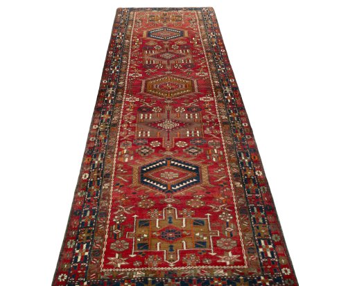 Surface texture of 1950s Ardebil rug with natural Wool and intricate pattern