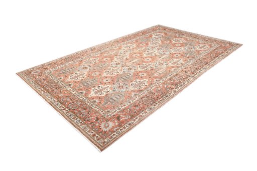 Corner detail of 1940s Bakhtiar rug showing border pattern and Wool pile