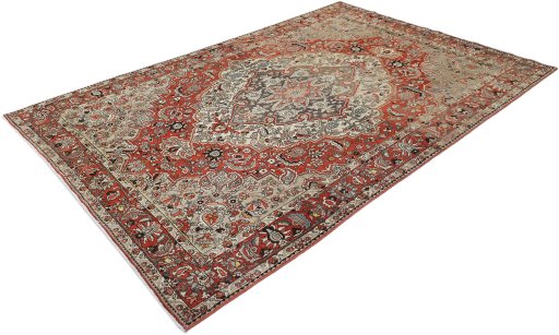 Corner detail of 1940s Bakhtiar rug showing border pattern and Wool pile