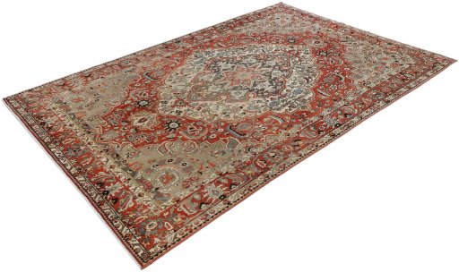 Close-up detail of 1940s Bakhtiar rug from Iran / Persia showing Wool weave