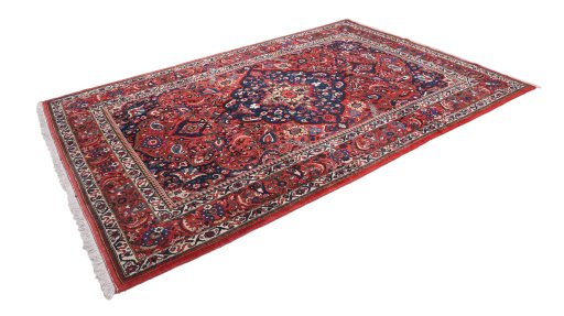 Close-up detail of 1940s Bakhtiar rug from Iran / Persia showing Wool weave