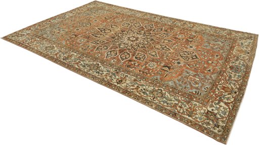 Close-up detail of 1920s Bakhtiar rug from Iran / Persia showing Wool weave