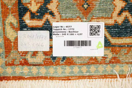 Close-up detail of New Bakhtiar rug from Iran / Persia showing Wool weave
