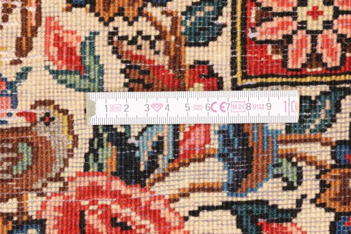 Close-up detail of 1940s Bakhtiar rug from Iran / Persia showing Wool weave