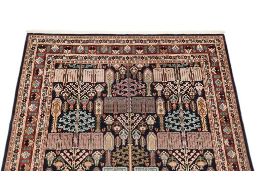 Surface texture of 1970s Bakhtiar rug with natural Wool and intricate pattern