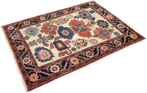 Corner detail of New Bakhtiar rug showing border pattern and Wool pile