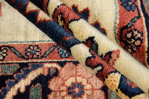 Full view of New Bakhtiar rug from Iran / Persia, 203 × 160 cm in Cream tones