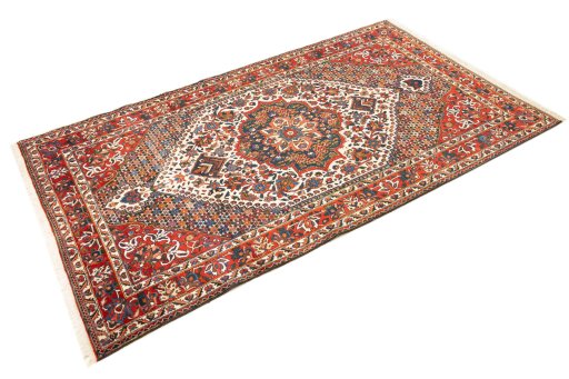 Close-up detail of 1940s Bakhtiar rug from Iran / Persia showing Wool weave