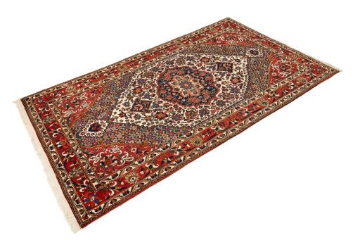 Close-up detail of 1940s Bakhtiar rug from Iran / Persia showing Wool weave