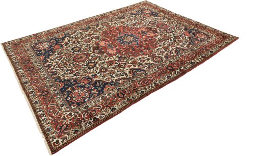 Close-up detail of 1930s Bakhtiar rug from Iran / Persia showing Wool weave