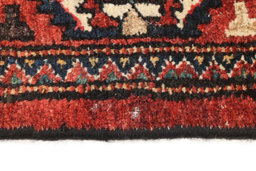 Full view of 1900s Bakhtiar rug from Iran / Persia, 478 × 320 cm in Red tones