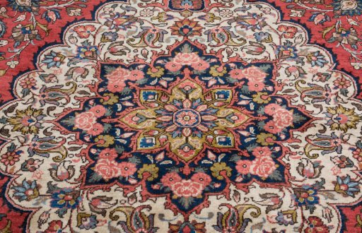 Central medallion detail of New Bakhtiar rug from Iran / Persia