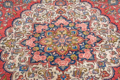 Surface texture of New Bakhtiar rug with natural Wool and intricate pattern