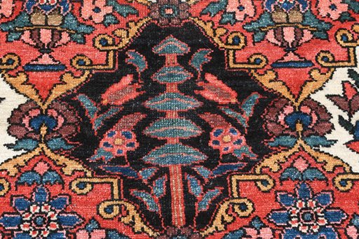Central medallion detail of 1950s Bakhtiar rug from Iran / Persia