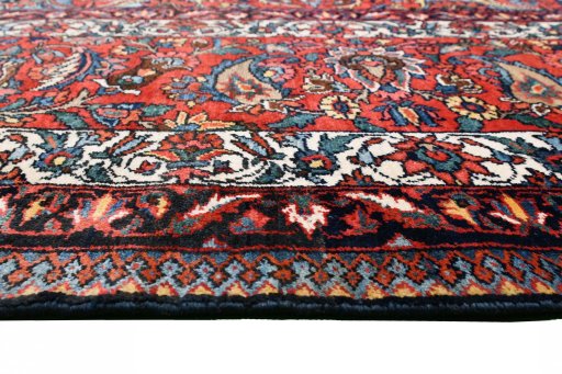 Close-up detail of 1930s Bakhtiar rug from Iran / Persia showing Wool weave