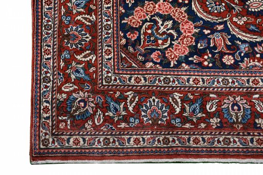 Surface texture of 1930s Bakhtiar rug with natural Wool and intricate pattern