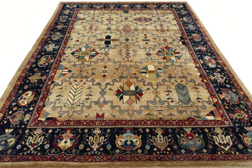 Surface texture of New Bakhtiar rug with natural Wool and intricate pattern