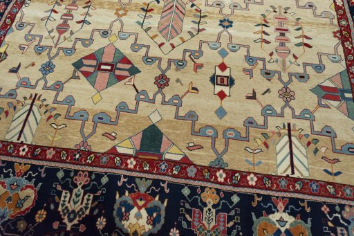 Close-up detail of New Bakhtiar rug from Iran / Persia showing Wool weave