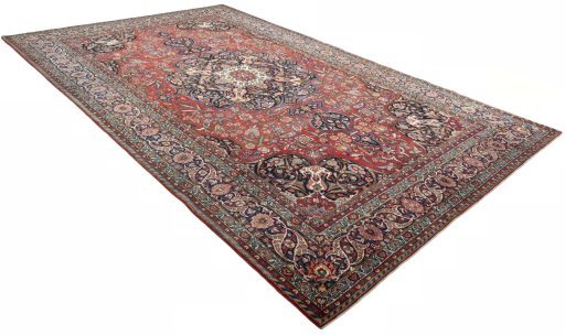 Close-up detail of 1930s Bakhtiar rug from Iran / Persia showing Wool weave